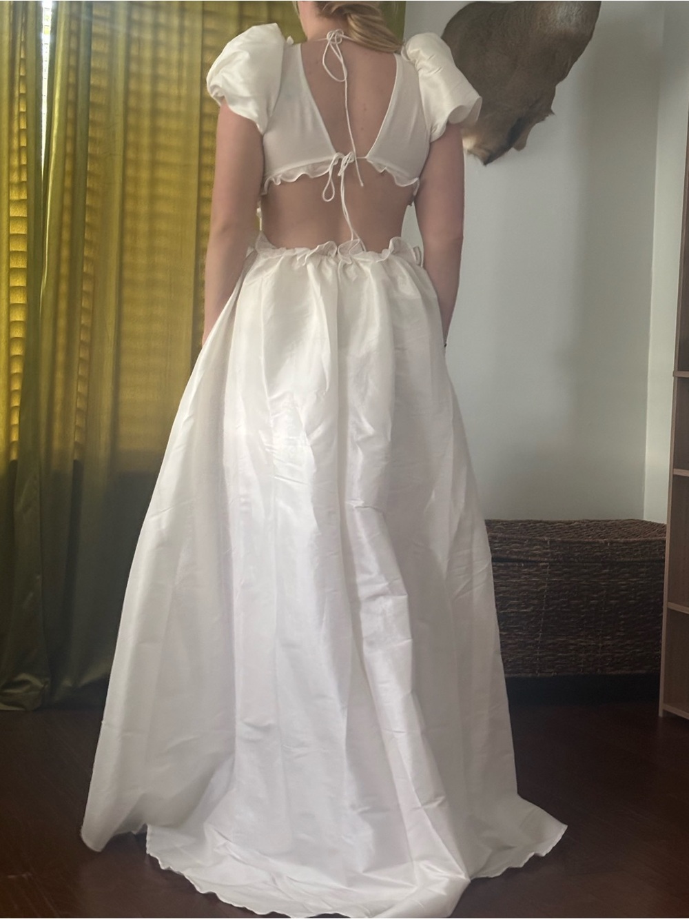 For Love & Lemons White Ruffle 2-piece Wedding Dress